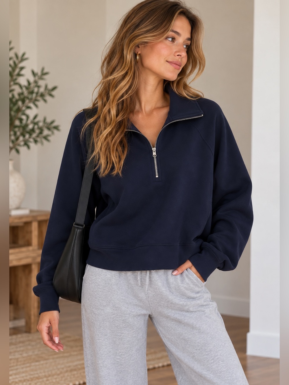 SPANX Navy Half Zip Pullover Sweatshirt Women’s XL Athleisure